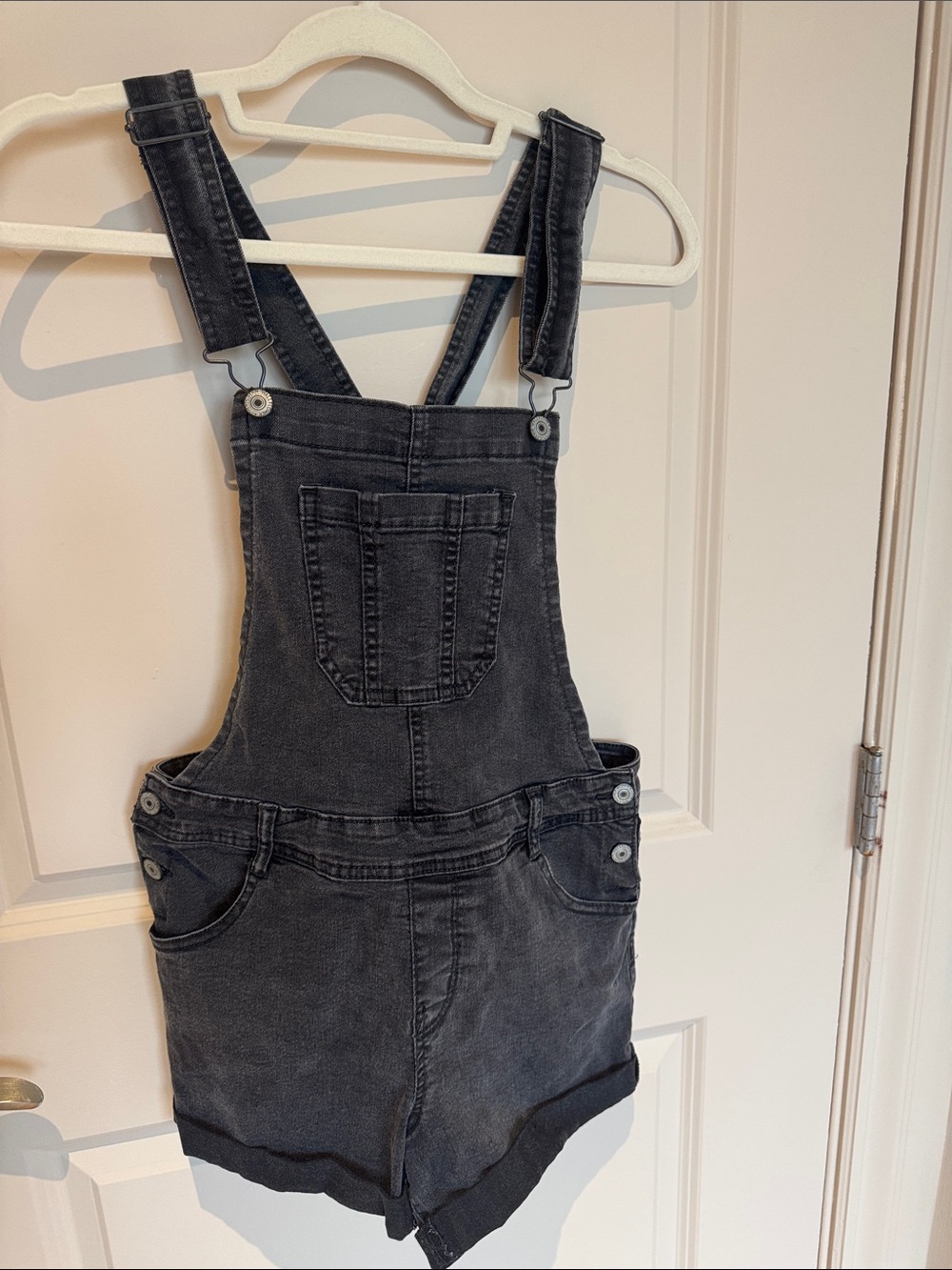 Wallflower Washed Black Denim Short Overalls